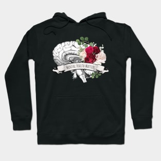 Floral human brain watercolor mental health matters Hoodie